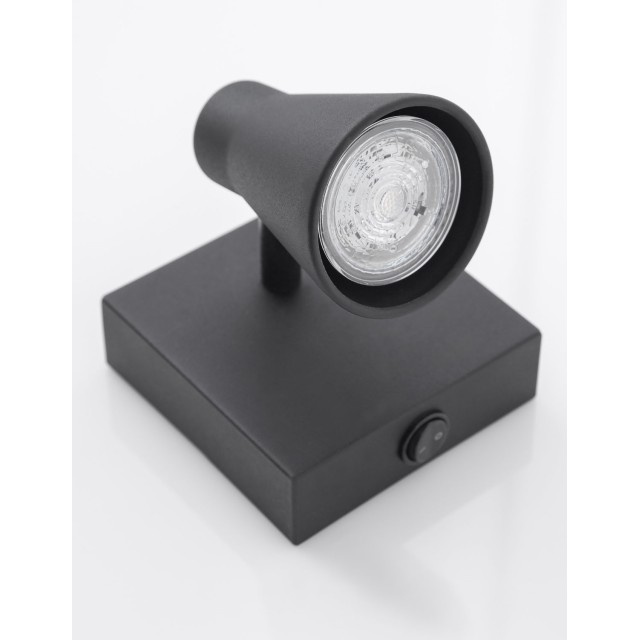 Sandy Black Metal Switch On/Off LED GU10 1x10 Watt 230 Volt IP20 Bulb Excluded L: 10 H: 15 cm 9155712
