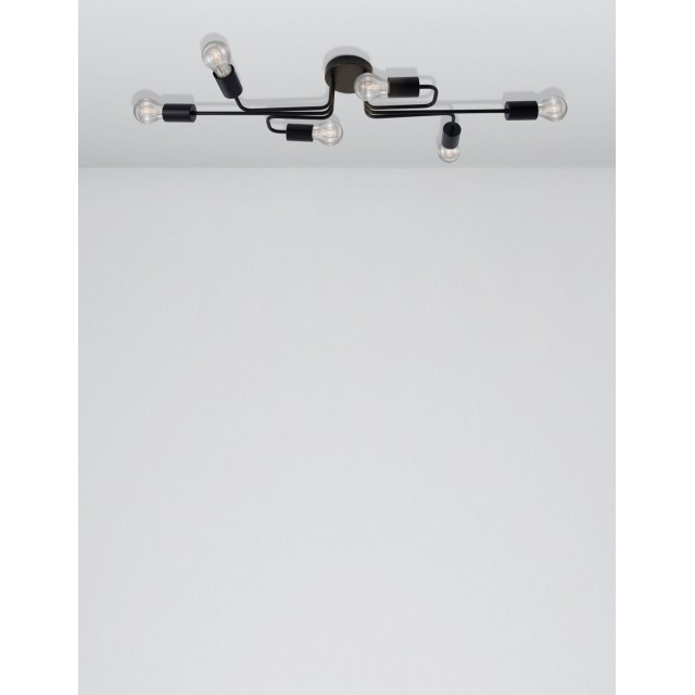 Sandy Black Metal LED LED E27 6x12 Watt 230 Volt IP20 Bulb Excluded L: 86 W: 31 H: 14.7 cm 9156306