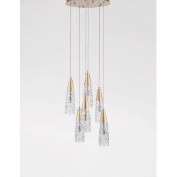 Brushed Gold Steel & Clear Structured Glass LED G9 6x5 Watt 230 Volt IP20 Bulb Excluded D: 35 H: 180 cm 9160196