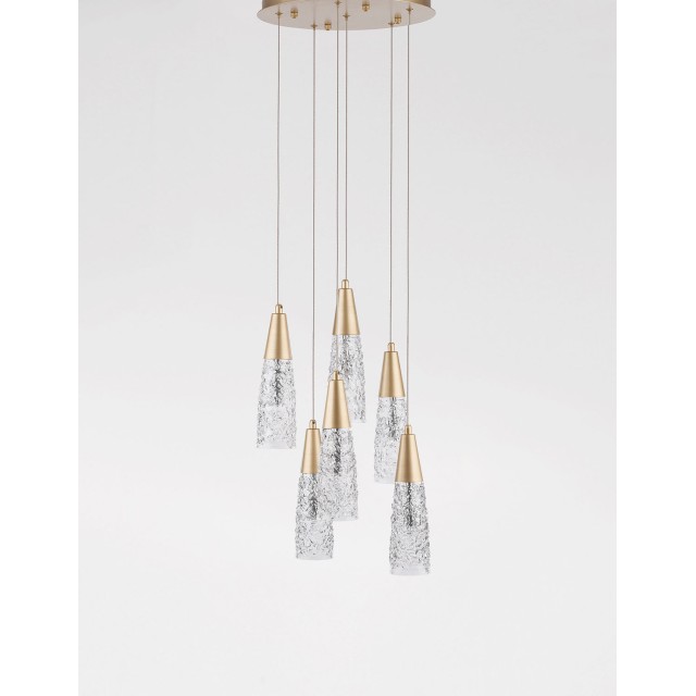 Brushed Gold Steel & Clear Structured Glass LED G9 6x5 Watt 230 Volt IP20 Bulb Excluded D: 35 H: 180 cm 9160196