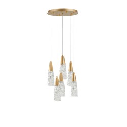Brushed Gold Steel & Clear Structured Glass LED G9 6x5 Watt 230 Volt IP20 Bulb Excluded D: 35 H: 180 cm 9160196