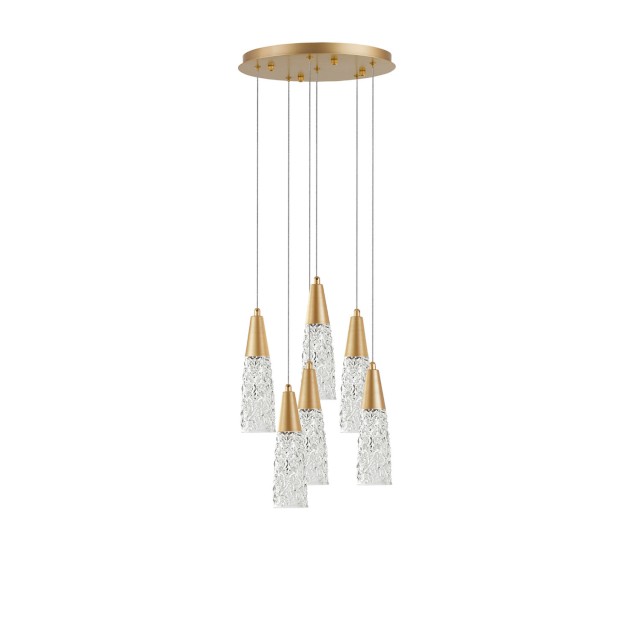 Brushed Gold Steel & Clear Structured Glass LED G9 6x5 Watt 230 Volt IP20 Bulb Excluded D: 35 H: 180 cm 9160196