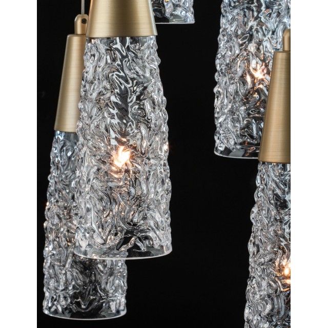 Brushed Gold Steel & Clear Structured Glass LED G9 6x5 Watt 230 Volt IP20 Bulb Excluded D: 35 H: 180 cm 9160196