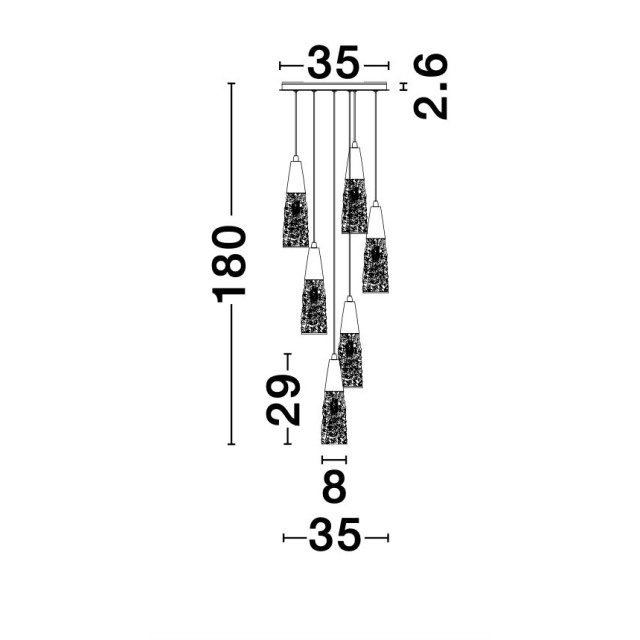 Brushed Gold Steel & Clear Structured Glass LED G9 6x5 Watt 230 Volt IP20 Bulb Excluded D: 35 H: 180 cm 9160196