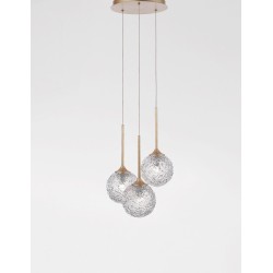 Clear Structured Glass & Brushed Gold Steel LED G9 3x5 Watt 230 Volt IP20 Bulb Excluded D: 32 H: 180 cm 9160212