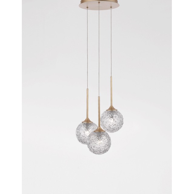 Clear Structured Glass & Brushed Gold Steel LED G9 3x5 Watt 230 Volt IP20 Bulb Excluded D: 32 H: 180 cm 9160212