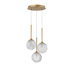 Clear Structured Glass & Brushed Gold Steel LED G9 3x5 Watt 230 Volt IP20 Bulb Excluded D: 32 H: 180 cm 9160212