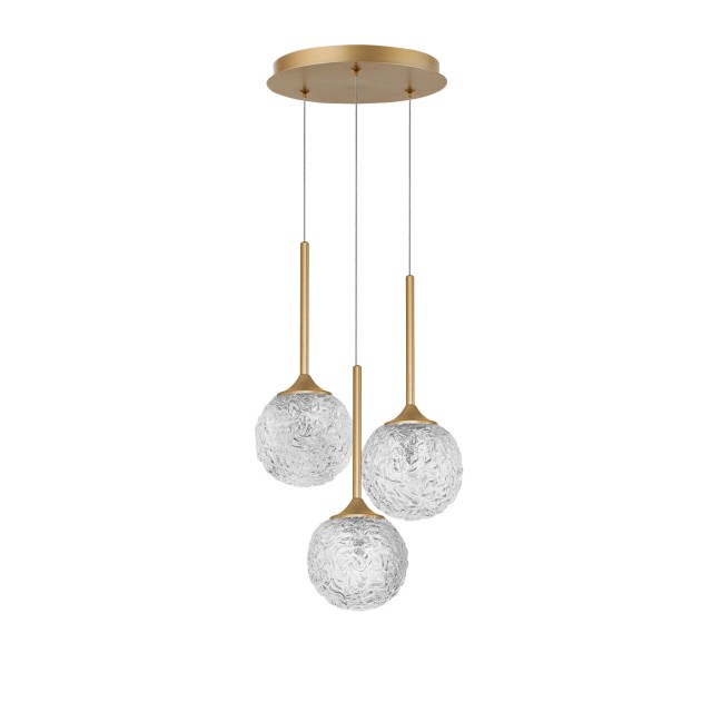Clear Structured Glass & Brushed Gold Steel LED G9 3x5 Watt 230 Volt IP20 Bulb Excluded D: 32 H: 180 cm 9160212