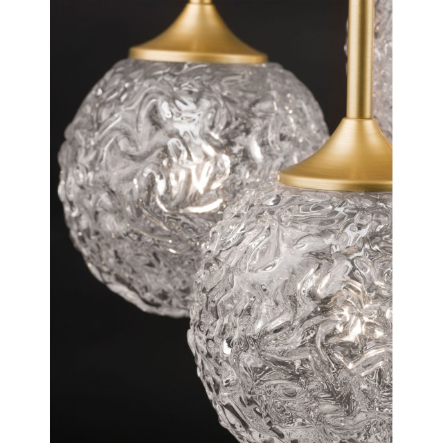 Clear Structured Glass & Brushed Gold Steel LED G9 3x5 Watt 230 Volt IP20 Bulb Excluded D: 32 H: 180 cm 9160212