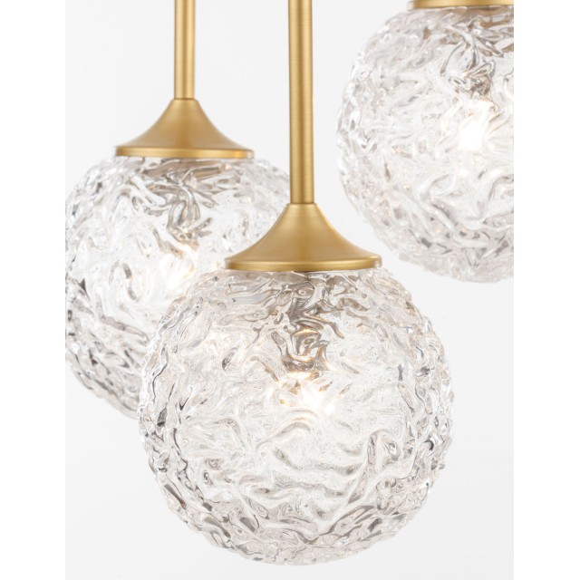 Clear Structured Glass & Brushed Gold Steel LED G9 3x5 Watt 230 Volt IP20 Bulb Excluded D: 32 H: 180 cm 9160212