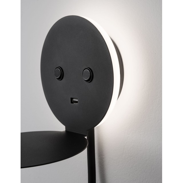 Black Aluminium AdjusTable Switch On/Off USB Charger LED Samsung 230 Volt 3000 Backlight 6 Watt 310Lm Reader 3 Watt 210Lm IP20 L: 15 W: 19.5 H: 50 cm 9173282
