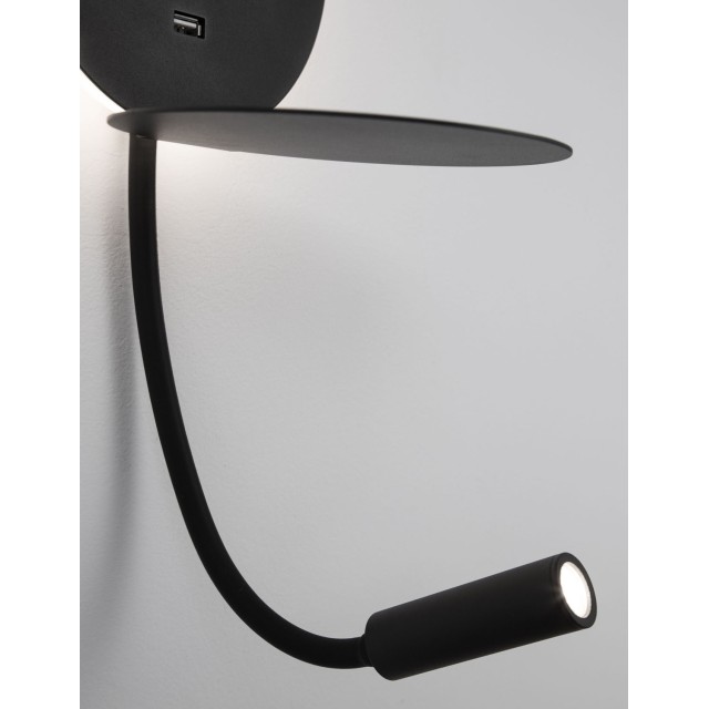 Black Aluminium AdjusTable Switch On/Off USB Charger LED Samsung 230 Volt 3000 Backlight 6 Watt 310Lm Reader 3 Watt 210Lm IP20 L: 15 W: 19.5 H: 50 cm 9173282