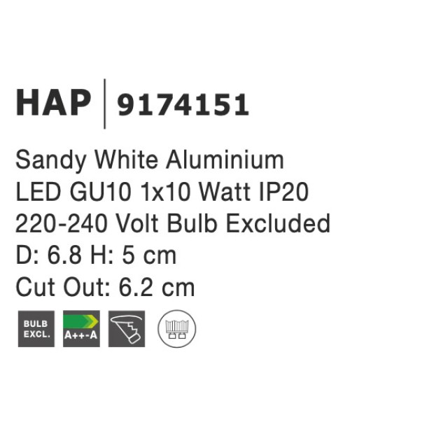 Σποτ Χωνευτό GU10 Λευκό Hap 9174151 Nova Luce Σποτ Χωνευτό GU10 Λευκό Hap 9174151 Nova Luce