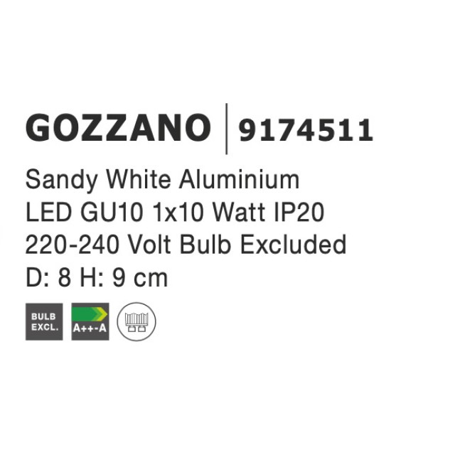 Downlight Οροφής Gozzano GU10 Λευκό Αλουμίνιο Ρυθμιζόμενο 9174511 Nova Luce