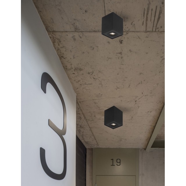 Sandy Black Aluminium LED GU10 1x10 Watt IP20 220-240 Volt Bulb Excluded L: 8 W: 8 H: 9 cm