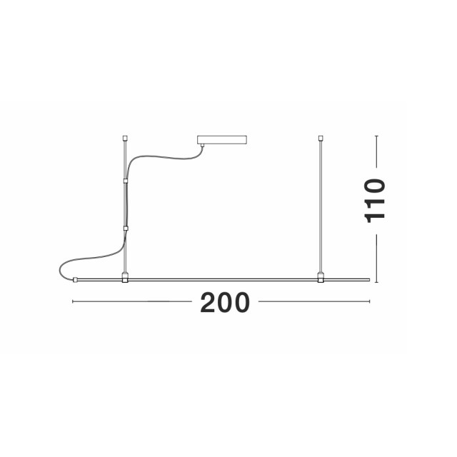 Ράγα GRAMMI 02 L200 100W Αλουμινίου Μαύρο Nova Luce 9180564