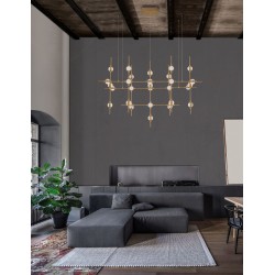Gold Metal & Acrylic LED 30 x 2.4 Watt 230 Volt 5040Lm 3000 IP20L: 106 W: 58.5 H: 150 cm Included Remote Control 9180630