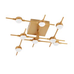 Gold Metal & Acrylic LED 8x2.4 Watt 230 Volt 1344Lm 3000 IP20 L: 51 W: 51 H: 14 cm 9180678