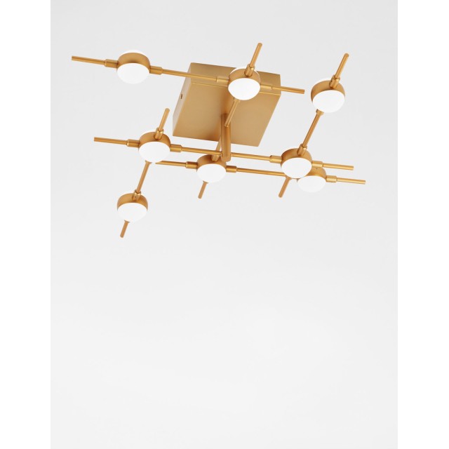 Gold Metal & Acrylic LED 8x2.4 Watt 230 Volt 1344Lm 3000 IP20 L: 51 W: 51 H: 14 cm 9180678