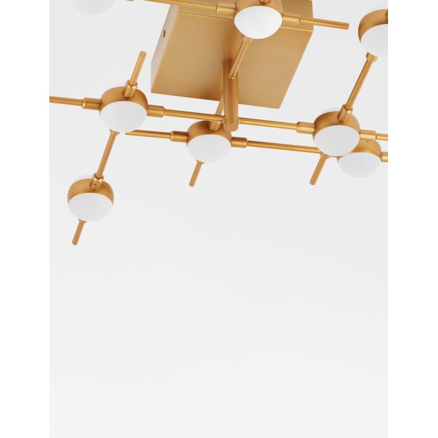 Gold Metal & Acrylic LED 8x2.4 Watt 230 Volt 1344Lm 3000 IP20 L: 51 W: 51 H: 14 cm 9180678