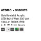 Gold Metal & Acrylic LED 8x2.4 Watt 230 Volt 1344Lm 3000 IP20 L: 51 W: 51 H: 14 cm 9180678