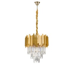 Gold Metal & Crystal LED LED E14 4x5 Watt 230 Volt IP20 Bulb Excluded D: 40 W: 40 H1: 43 H2: 120 cm 9181100