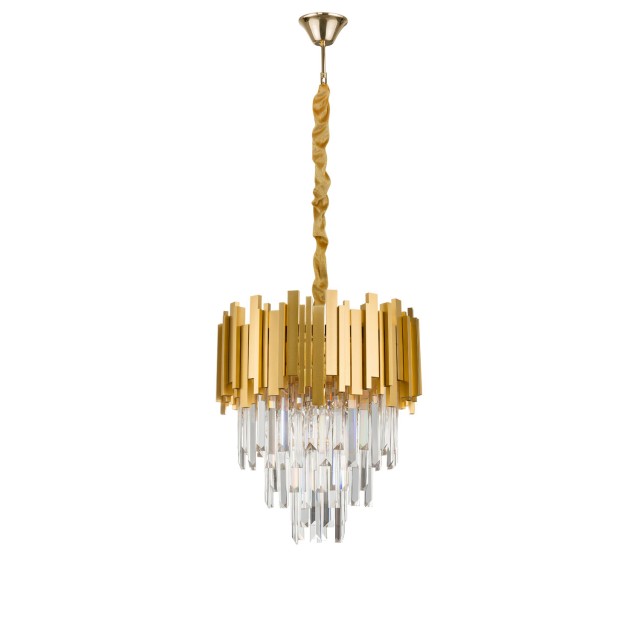 Gold Metal & Crystal LED LED E14 4x5 Watt 230 Volt IP20 Bulb Excluded D: 40 W: 40 H1: 43 H2: 120 cm 9181100