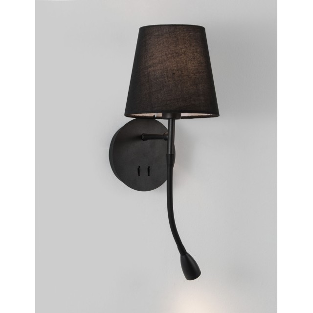Black Metal Black Fabric Shade Switch On/Off LED 3 Watt 3000 180Lm LED LED E14 1x5 Watt 230 Volt IP20 Bulb Excluded L:19 W: 16 H: 30 cm 9182372