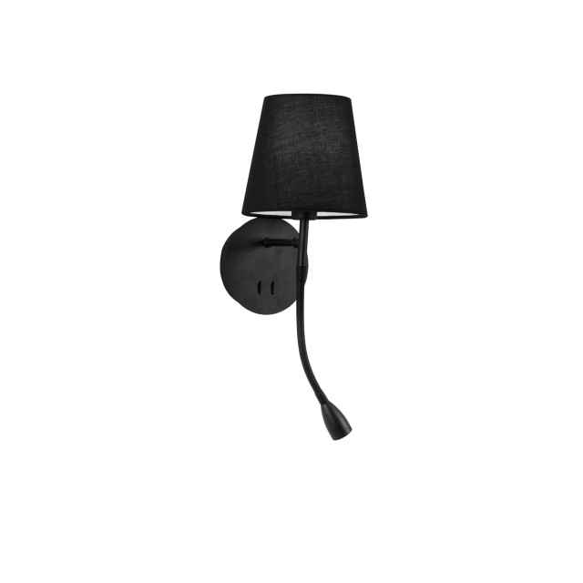 Black Metal Black Fabric Shade Switch On/Off LED 3 Watt 3000 180Lm LED LED E14 1x5 Watt 230 Volt IP20 Bulb Excluded L:19 W: 16 H: 30 cm 9182372