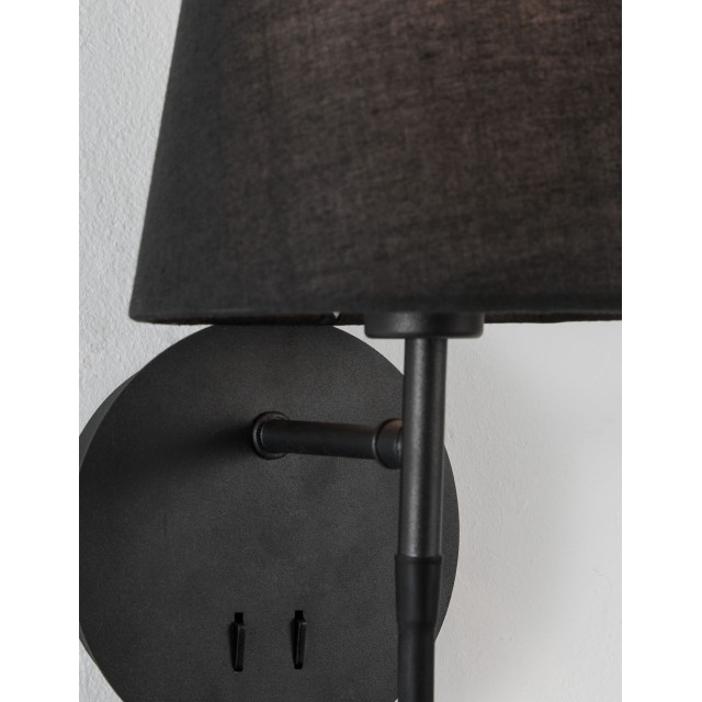 Black Metal Black Fabric Shade Switch On/Off LED 3 Watt 3000 180Lm LED LED E14 1x5 Watt 230 Volt IP20 Bulb Excluded L:19 W: 16 H: 30 cm 9182372