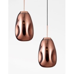 Copper Metal Handmade Copper Glass LED LED E27 1x12 Watt 230 Volt IP20 Bulb Excluded D: 22 H1: 49.6 H2: 120 cm 9190391