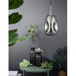 Chrome Metal Handmade Chrome Glass LED LED E27 1x12 Watt 230 Volt IP20 Bulb Excluded D: 22 H1: 49.6 H2: 120 cm 9190392