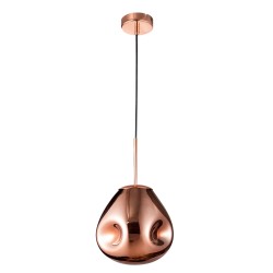 Copper Metal Handmade Copper Glass LED LED E27 1x12 Watt 230 Volt IP20 Bulb Excluded D: 25 H1: 38.5 H2: 120 cm 9190401