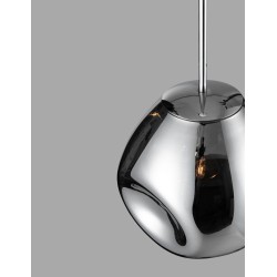 Chrome Metal Handmade Chrome Glass LED LED E27 1x12 Watt 230 Volt IP20 Bulb Excluded D: 25 H1: 38.5 H2: 120 cm 9190402