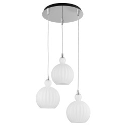 Chrome Aluminium Opal Glass LED LED E14 3x5 Watt 230 Volt IP20 Bulb Excluded D: 37 H1: 20.4 H2: 120 cm 9190882