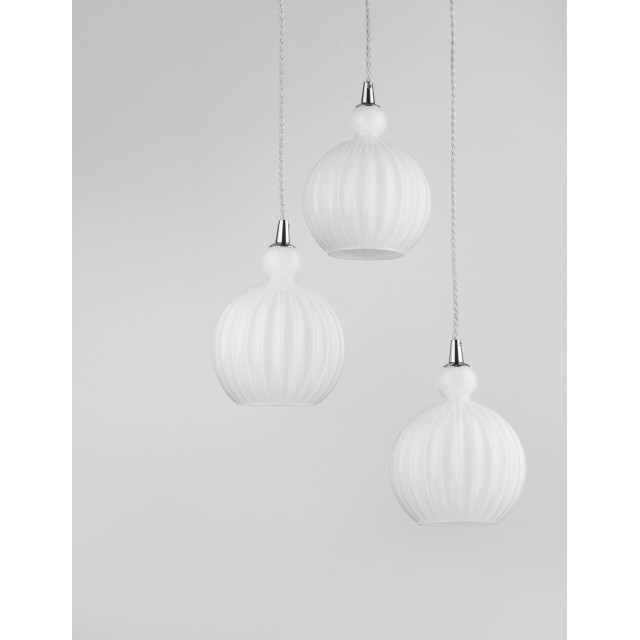 Chrome Aluminium Opal Glass LED LED E14 3x5 Watt 230 Volt IP20 Bulb Excluded D: 37 H1: 20.4 H2: 120 cm 9190882