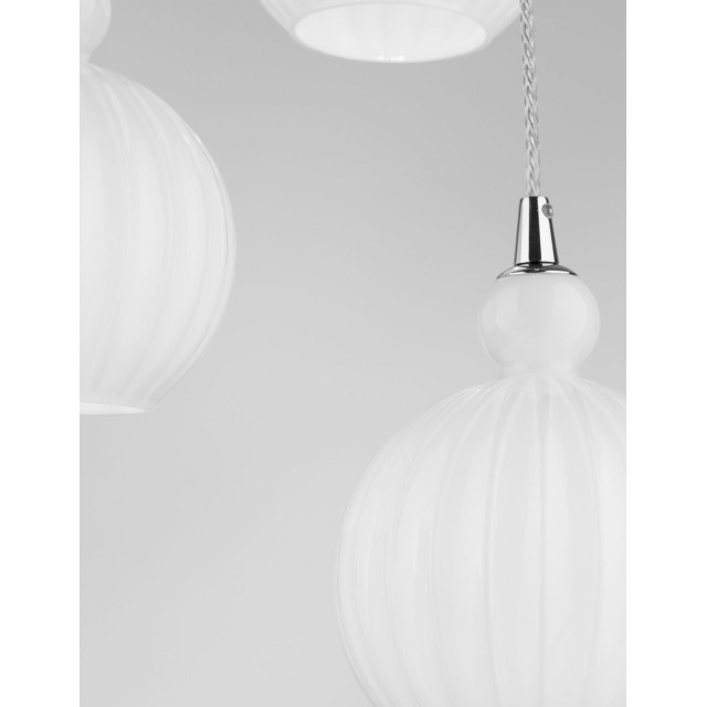 Chrome Aluminium Opal Glass LED LED E14 3x5 Watt 230 Volt IP20 Bulb Excluded D: 37 H1: 20.4 H2: 120 cm 9190882