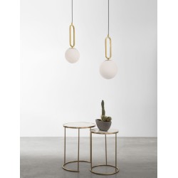 Brass Metal Opal Glass LED LED E27 1x12 Watt 230 Volt IP20 Bulb Excluded D: 20 H1: 51 H2:120 cm 9191201