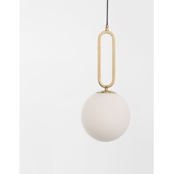 Brass Metal Opal Glass LED LED E27 1x12 Watt 230 Volt IP20 Bulb Excluded D: 25 H1: 56 H2: 120 cm 9191251