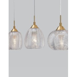 Clear Glass & Satin Gold Metal LED LED E27 3x12 Watt 230 Volt IP20 Bulb Excluded L: 76 W: 18 H: 120 cm 9191543