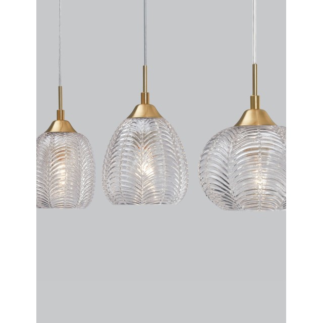 Clear Glass & Satin Gold Metal LED LED E27 3x12 Watt 230 Volt IP20 Bulb Excluded L: 76 W: 18 H: 120 cm 9191543
