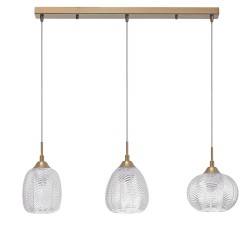 Clear Glass & Satin Gold Metal LED LED E27 3x12 Watt 230 Volt IP20 Bulb Excluded L: 76 W: 18 H: 120 cm 9191543