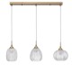 Clear Glass & Satin Gold Metal LED LED E27 3x12 Watt 230 Volt IP20 Bulb Excluded L: 76 W: 18 H: 120 cm 9191543