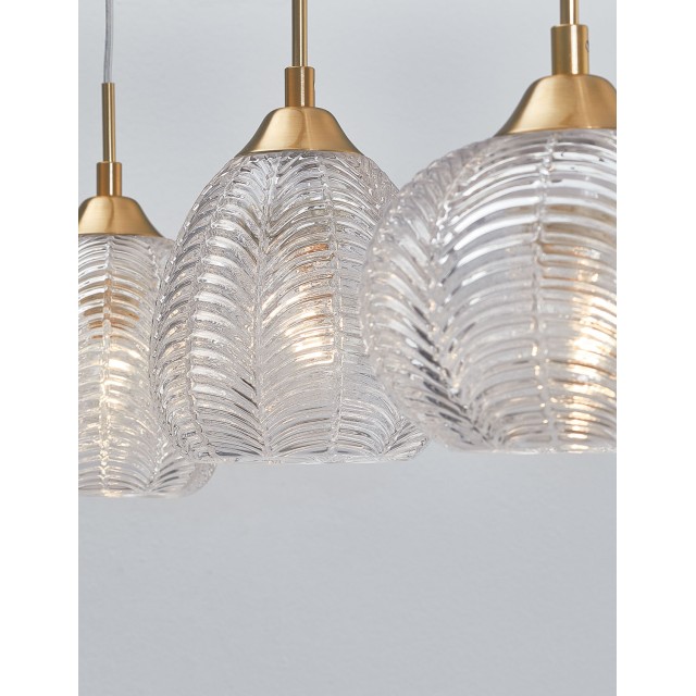 Clear Glass & Satin Gold Metal LED LED E27 3x12 Watt 230 Volt IP20 Bulb Excluded L: 76 W: 18 H: 120 cm 9191543