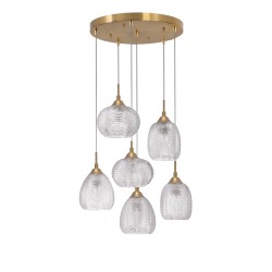 Clear Glass& Satin Gold Metal LED LED E27 6x12 Watt 230 Volt IP20 Bulb Excluded D: 50 H: 120 cm 9191544