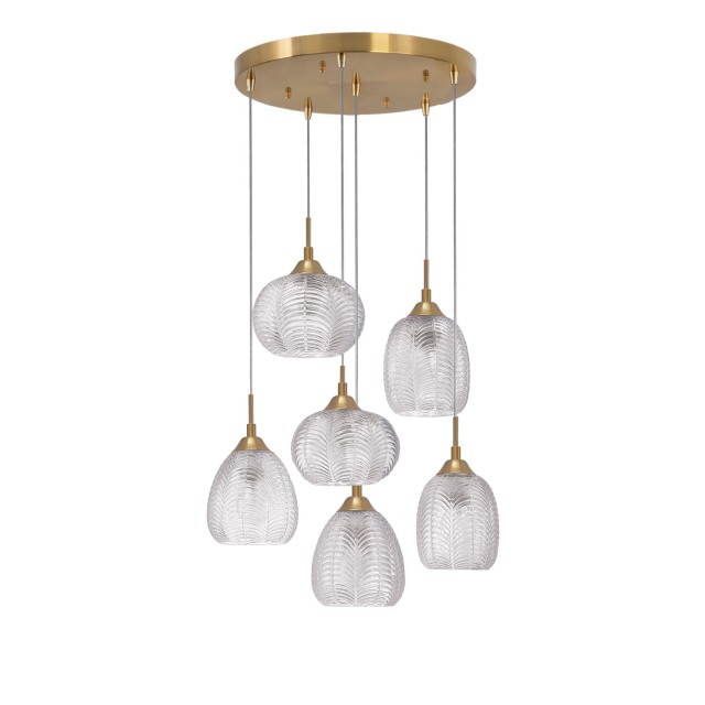 Clear Glass& Satin Gold Metal LED LED E27 6x12 Watt 230 Volt IP20 Bulb Excluded D: 50 H: 120 cm 9191544