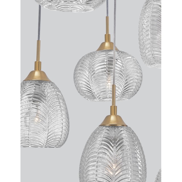 Clear Glass& Satin Gold Metal LED LED E27 6x12 Watt 230 Volt IP20 Bulb Excluded D: 50 H: 120 cm 9191544