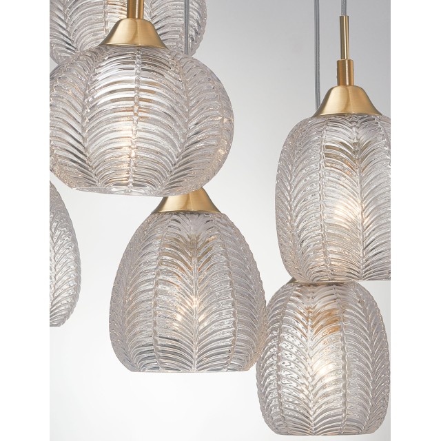 Clear Glass& Satin Gold Metal LED LED E27 6x12 Watt 230 Volt IP20 Bulb Excluded D: 50 H: 120 cm 9191544