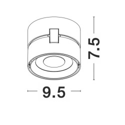 Sandy White & Black Aluminium  20W 230V Cree D:9.5 H:7 1450Lm  3000K IP20