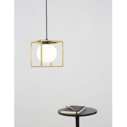 Brass & Black Metal  White Opal Glass LED E14 1x40 Watt IP20 Bulb Excluded L: 18 W: 18 H: 120 cm 9206401